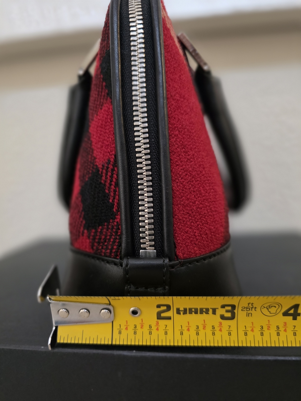 Burberry Red Black Tartan Wool & Genuine Leather Mini Handbag - Picture 16 of 16